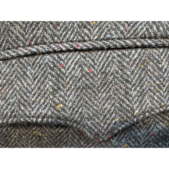 Vintage Circle S Mens Herringbone Blazer Jacket 40L Gray Wool Blend Cowboy Weste - Picture 5 of 16